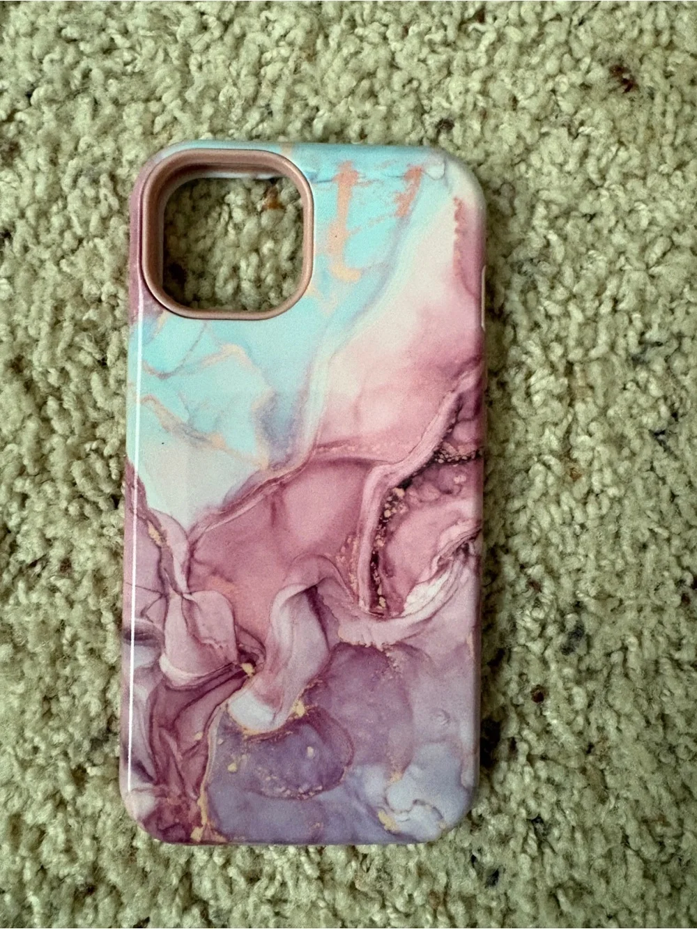 Marble Print iPhone 13 Case - Pink & Blue